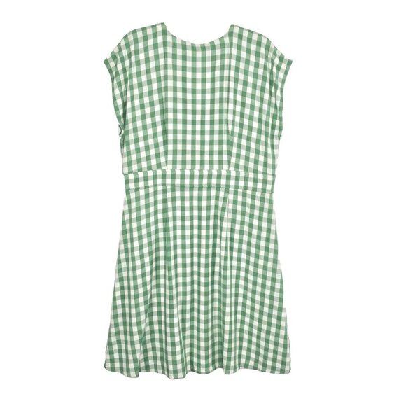 Loft Gingham Button Flare Dress Womens 16 Green White Cottage Country Western - Picture 2 of 13